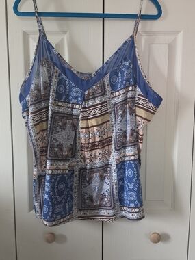 Self Esteem Blue Paisley Patchwork Camisole